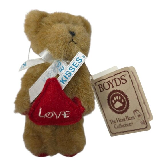 Boyds Bears Hershey Mini Valentine Love Bear Head Bean Collection Plush Ornament - Picture 1 of 9